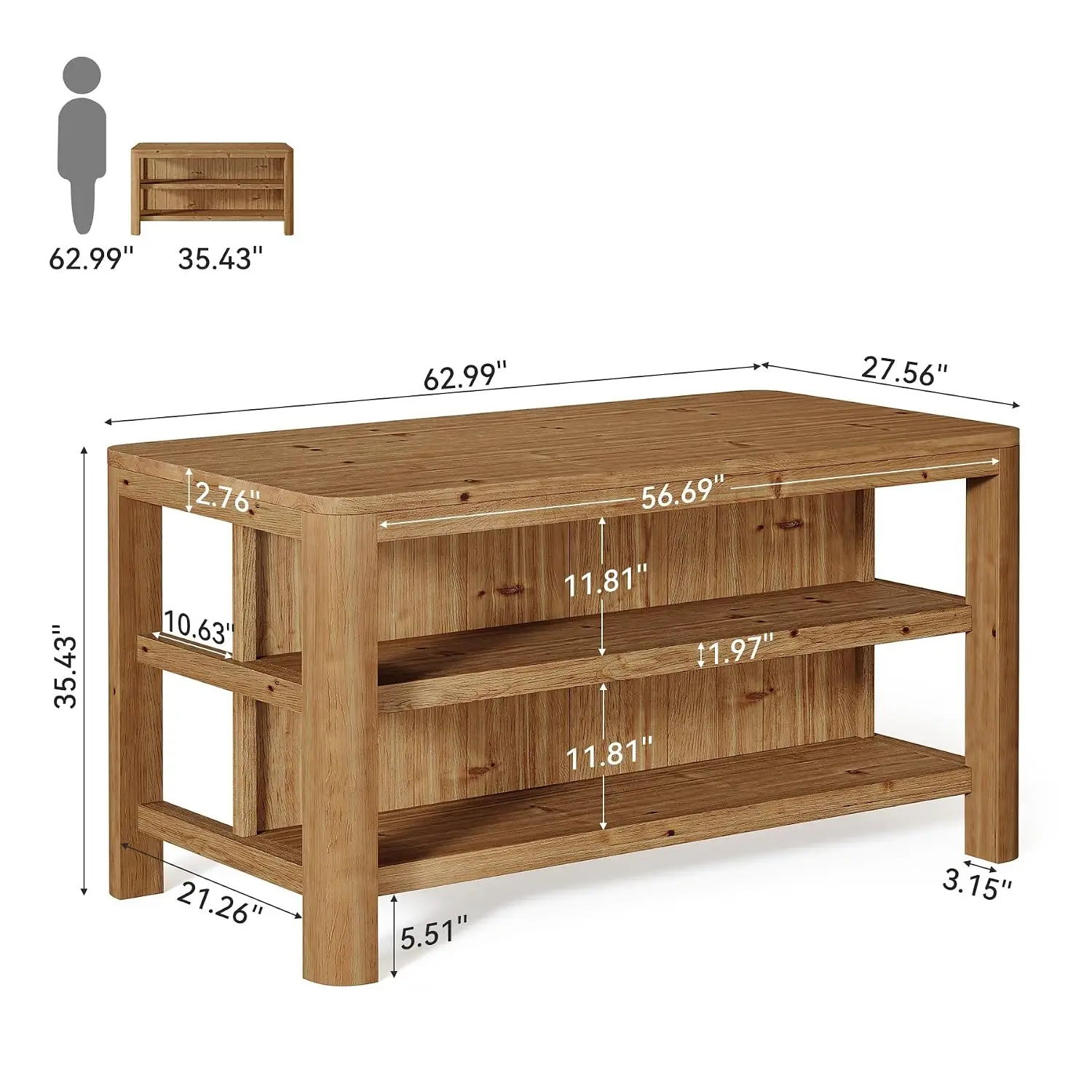 Solid Wood Kitchen Island, 63