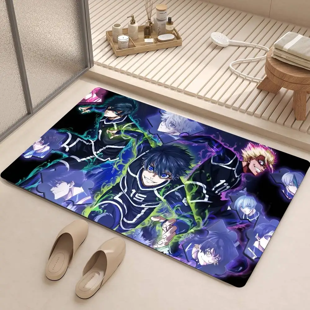 أنيمي الأزرق قفل مدخل باب حصيرة قابل للغسل عدم الانزلاق غرفة المعيشة أريكة الكراسي منطقة حصيرة المطبخ ترحيب ممسحة