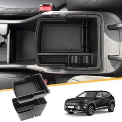 LFOTPP Car Central Control Double-Layer Storage Box for Hyundai Kona SX2 Non-slip Armrest Storage Box Auto Kona SX2 Accessories