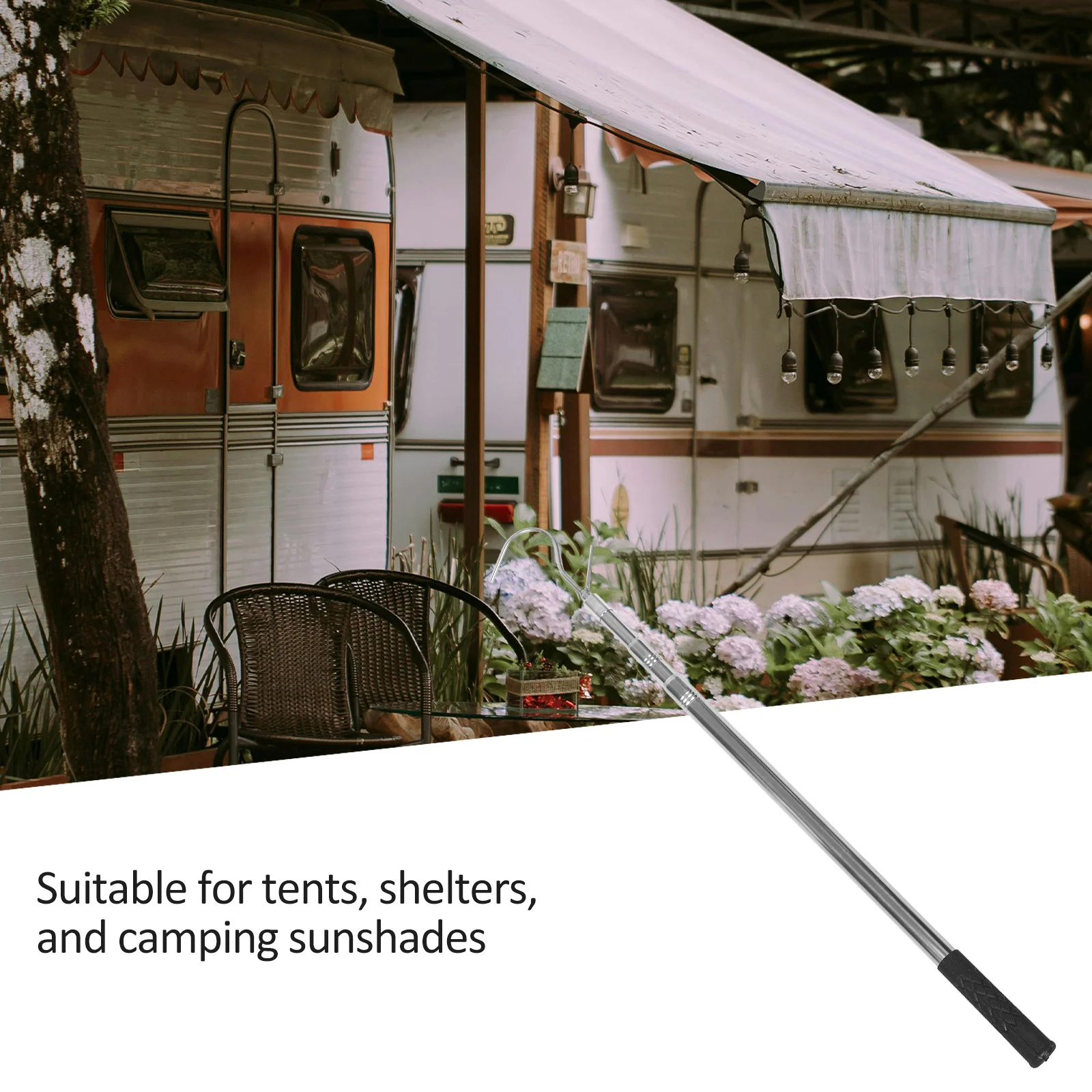 

Portable Awning Pull Rod Telescopic Sunshade Adjustable Puller For Camping Tent Shelter Rv Pool Car Cover Quick Extension