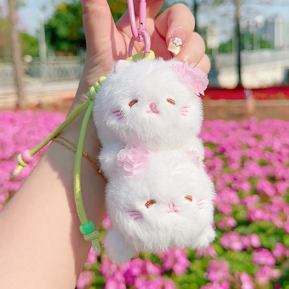 

PP Cotton Rabbit Stuffed Plush Keyring Fluffy Comfortable Cat Doll Soft Keychain Collection Hanging Decoration