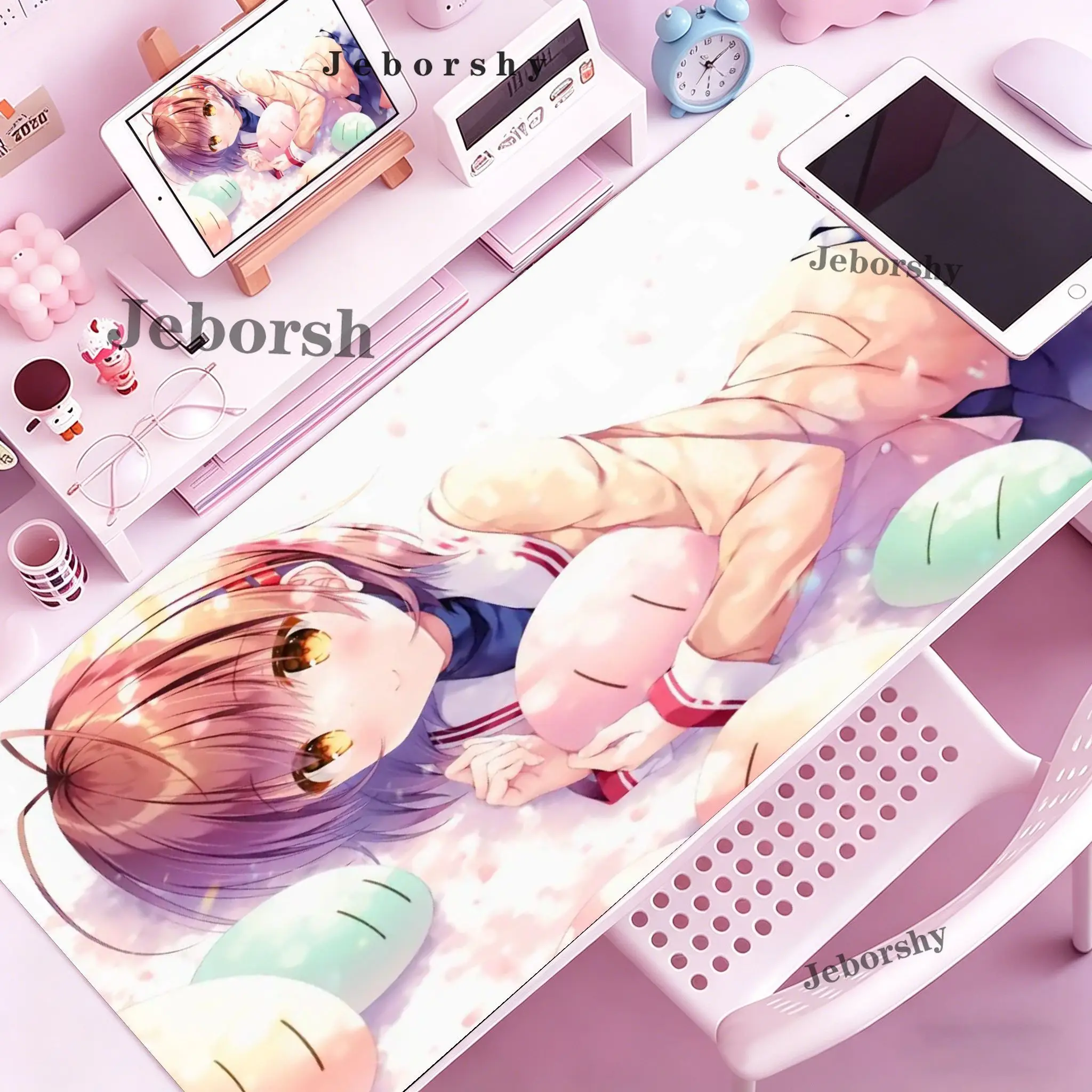 anime touching C-ClannadS Mouse Pad Large Gaming Mousepad with Stitched Edges Thickened Desk Mat PC