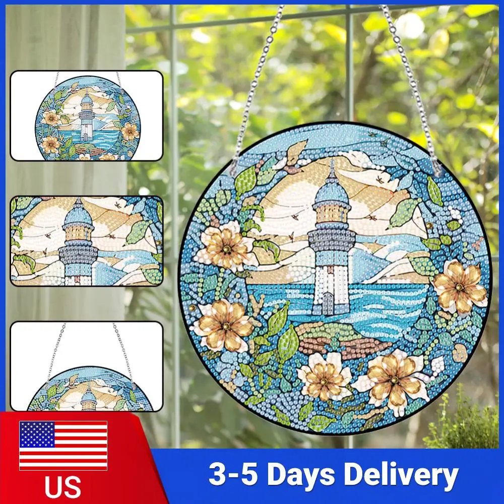 

Acrylic Suncatcher 2D Flat DIY Rhinestone Diamond Art Window Pendants Hanging Diamond Art Kits Window Hanging Art for Home Decor