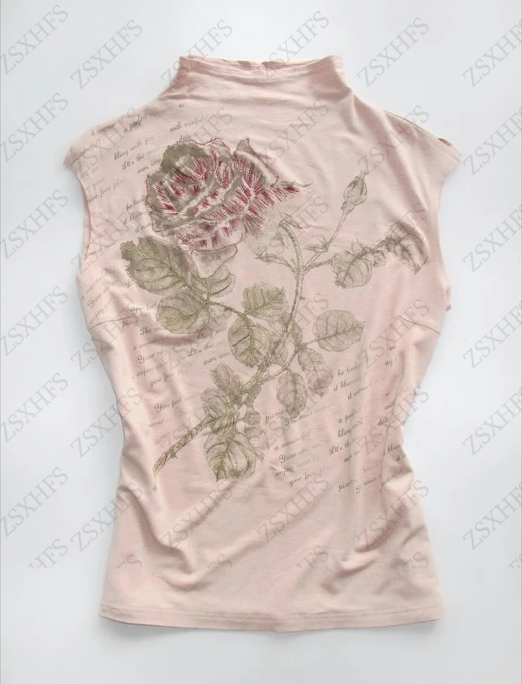 Crop top rose esthétique pour femme, t-shirt vintage, vêtements d'été sans manches, chic, kawaii, street punk, tee-shirt Harajuku Y2k, camis, t-shirts