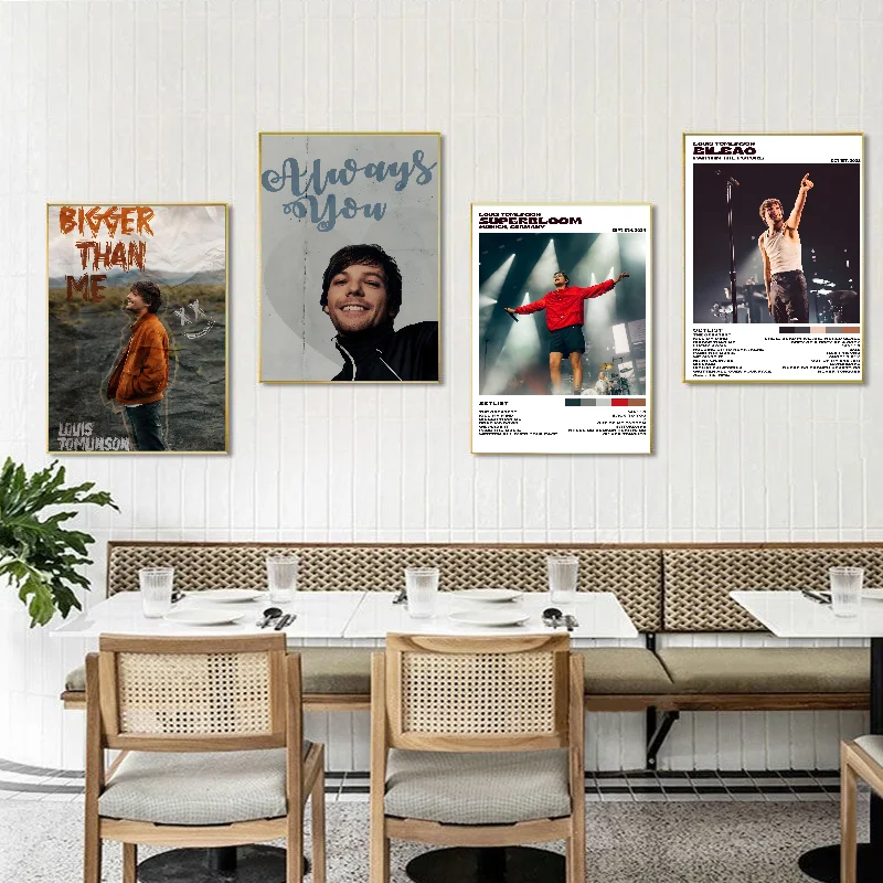 Singer Louis Tomlinson Poster Self-adhesive Art Waterproof Paper Sticker Coffee House Bar Room Wall Decor