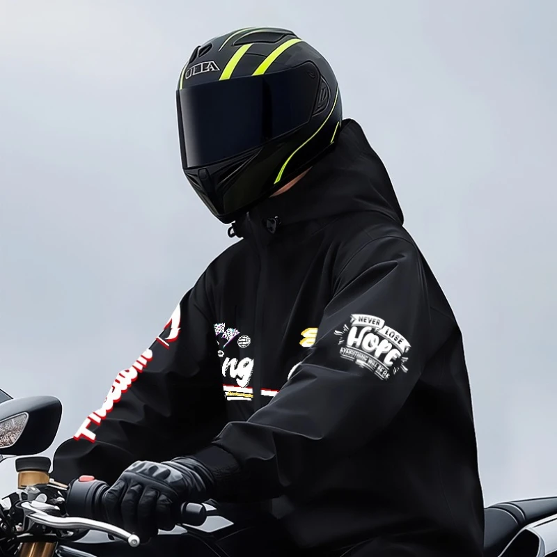 Men's Motorcycle Raincoat Split Suit, Fashion Oxford Rainproof Gear, Rainstorm-proof Locomotive Riding Suit for Riders
