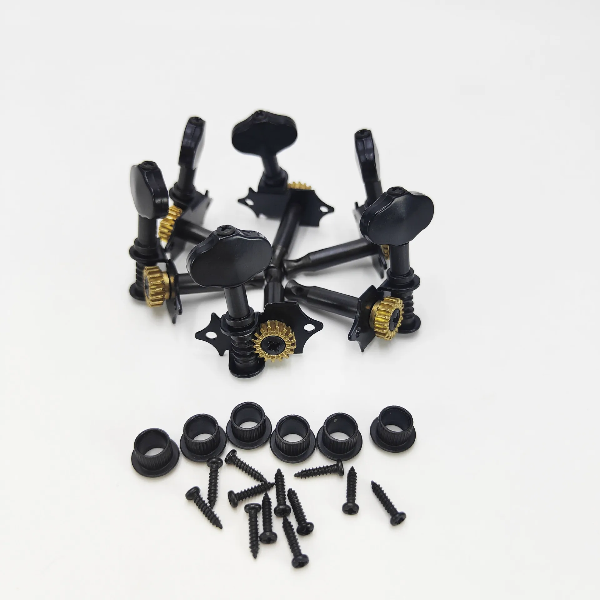 6 Pcs Open Back Guitar Machine Heads Plum Blossom Head Long Shaft Tuners for Acoustic & Electric Guitar String Pegs