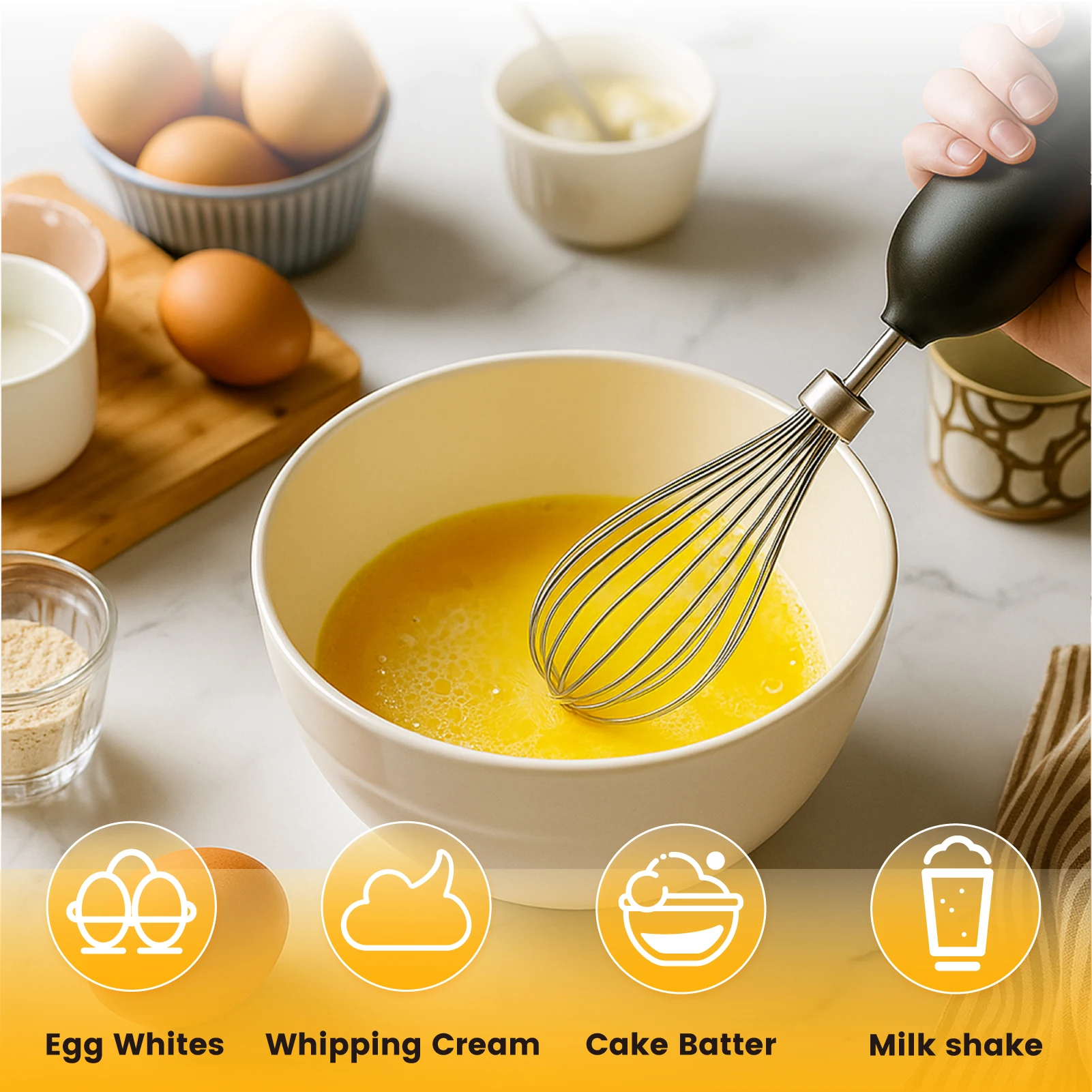 SUPERLEX 350W 4-in-1 Immersion Hand Stick Blender Set, 2 Speed & Turbo Control, Stainless Steel Blade, Includes Whisk, Chopper & Measuring Cup for Soup, Smoothies, Baby Food & Minced Meat