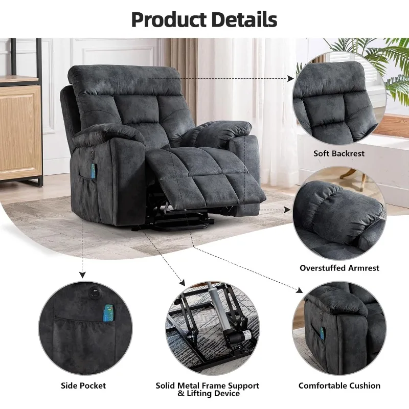 Large Power Lift Massage Recliner 5