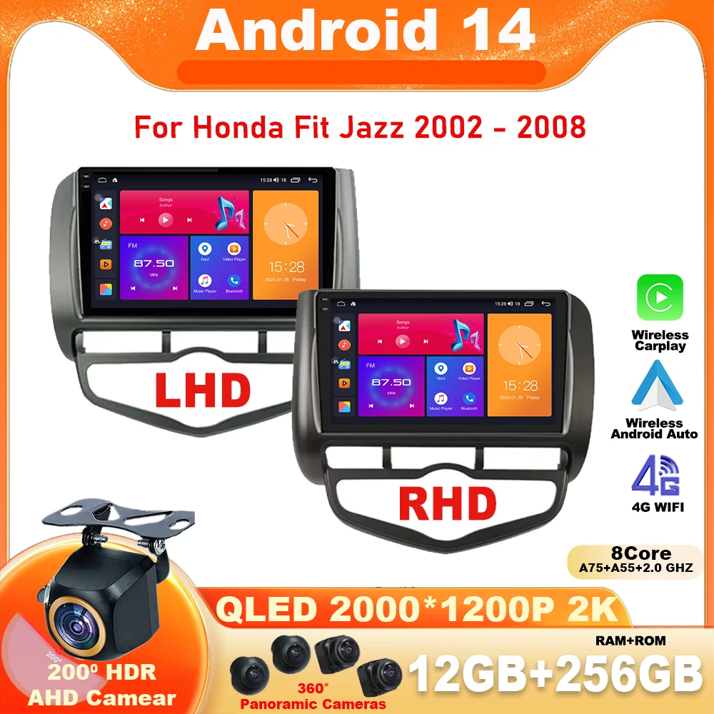 

Android 14 for Honda Fit Jazz 2002 - 2008 LDH RDH Car Radio Audio Mulltmedia Player Intelligent System GPS Navi DPS Carplay WiFi
