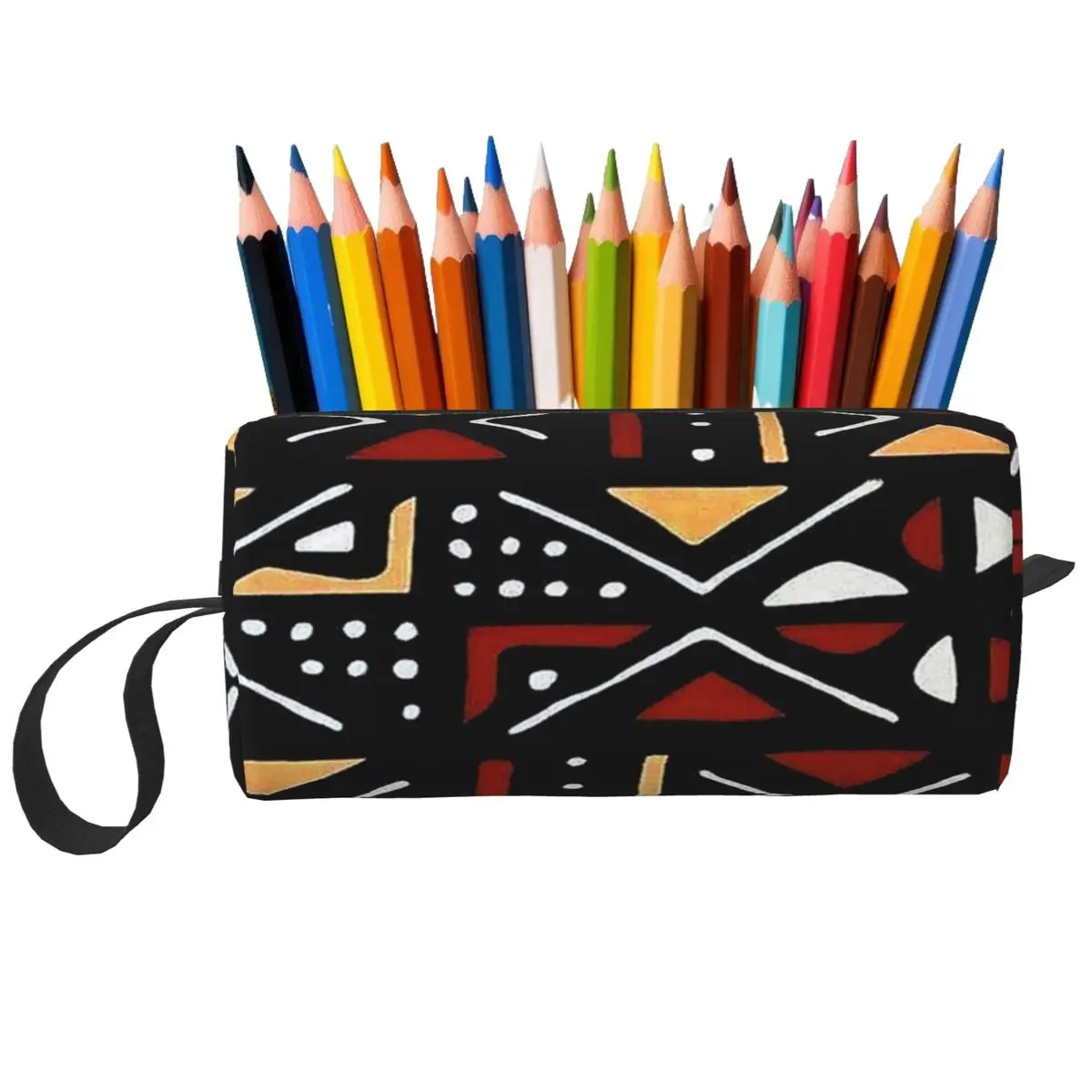 Astuccio per matite modello Bogolan africano per regali per bambini Astuccio per penne Astuccio per matite Forniture di cancelleria Borsa per cosmetici da viaggio per donna