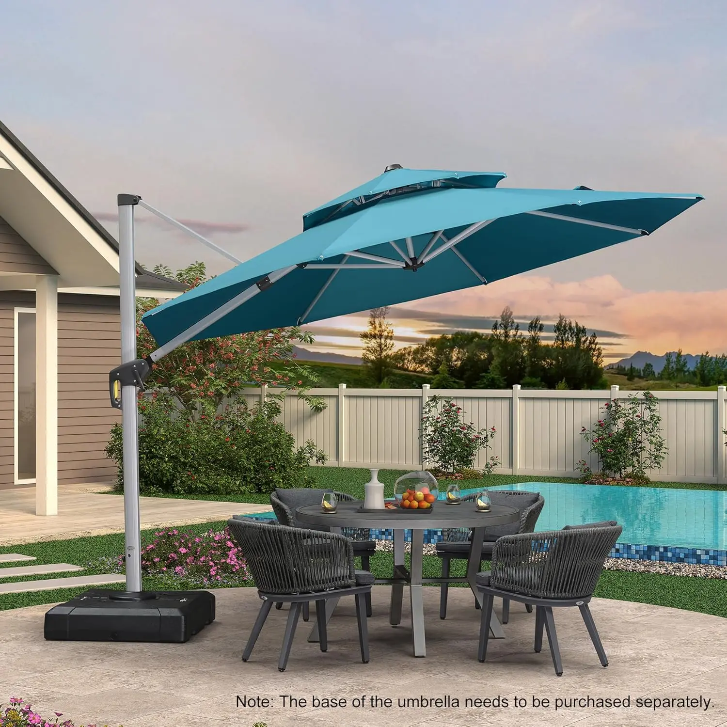 11 Feet Patio Heavy Duty Sun Umbrella for Garden Deck Pool Patio, Turquoise Blue