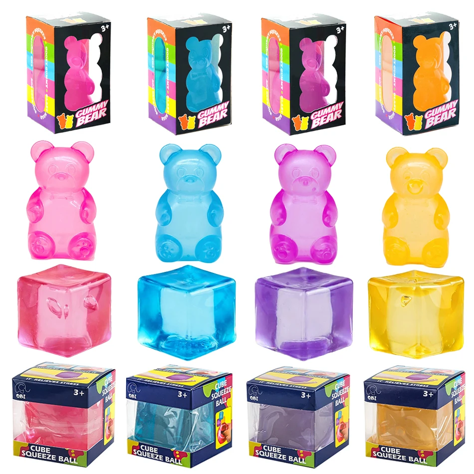 

Nee doh Nice Cube, милый медвежонок из мальтозы, игрушка для снятия стресса и тревоги, расслабляющая, декоративная, для рабочего стола, в подарочной коробке