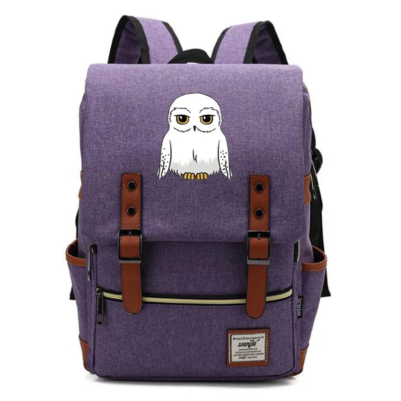 

New Cartoon Owl Printed Boys Girls Kids Student School Book Bags Teenagers Canvas Women Bagpack Men Laptop Travel Backpack