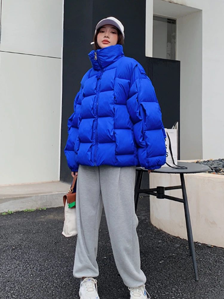 Puffer Parkas acolchoados acolchoados de manga comprida para mulheres, jaqueta casual, casaco grosso e quente, tops de neve, inverno, novo, 2021,