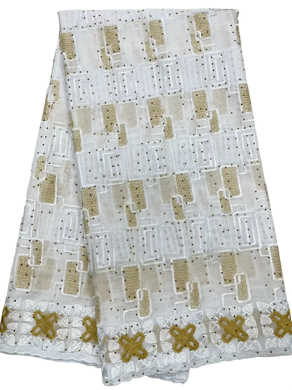 

2025 Nigerian Embroidered Cotton Lace Fabric High Quality 5 Yards African Lace Fabric Swiss Voile Lace Wedding Dress For Women