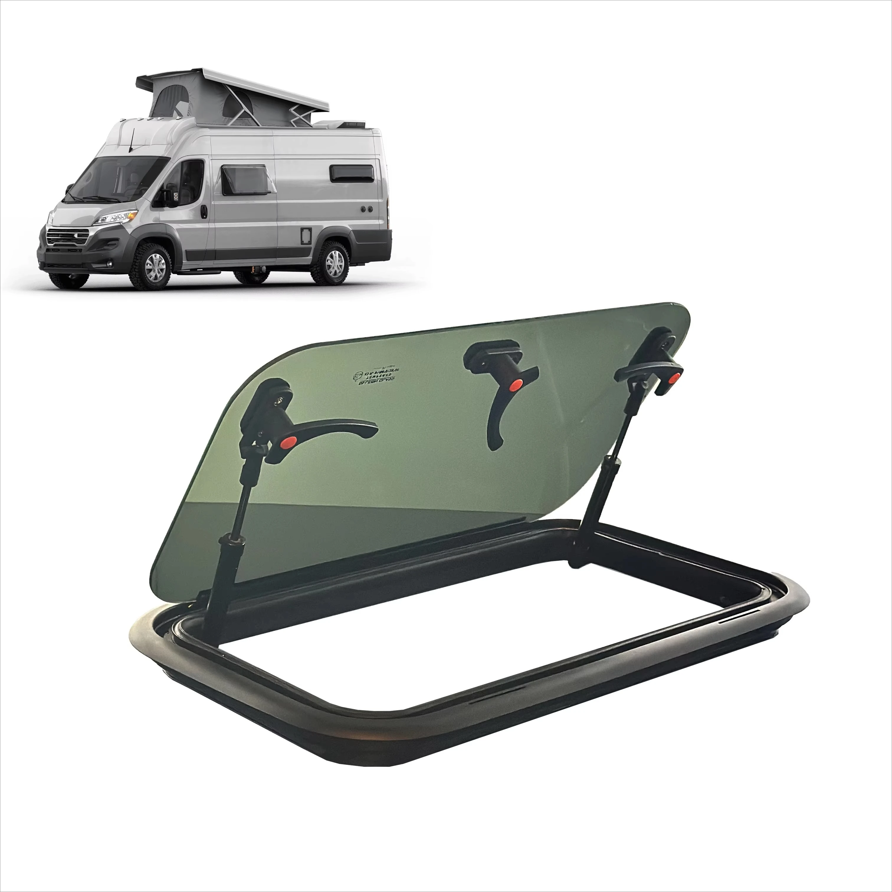 Certified Tempered Glass RV Window For Caravans And Motorhomes With Gas Springs Piston Lift Child Lock Body Part Support