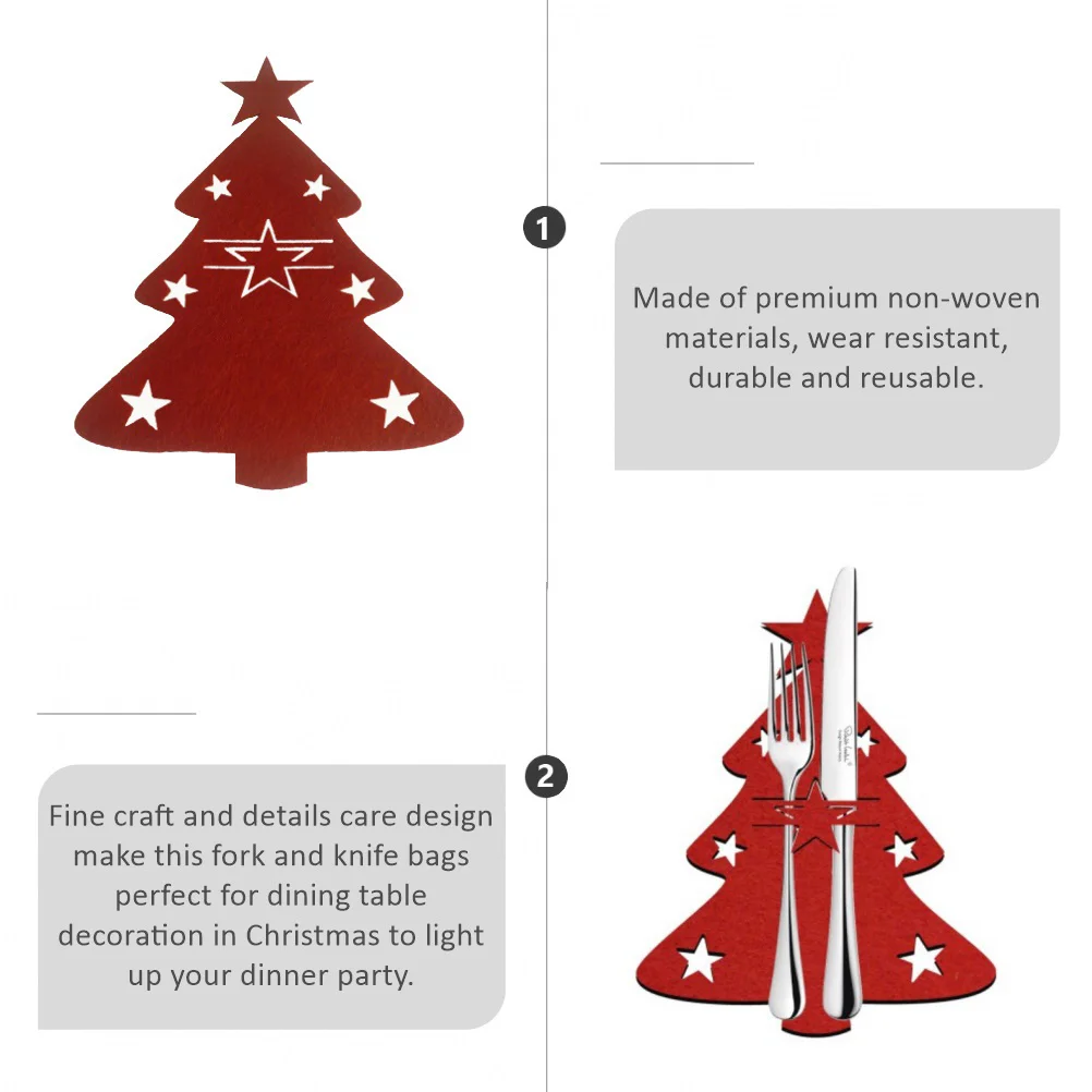 

8Pcs Non-Woven Christmas Cutlery Covers Elegant Tableware Holders for Dining Decoration Holiday Party Favor Gift Idea Red