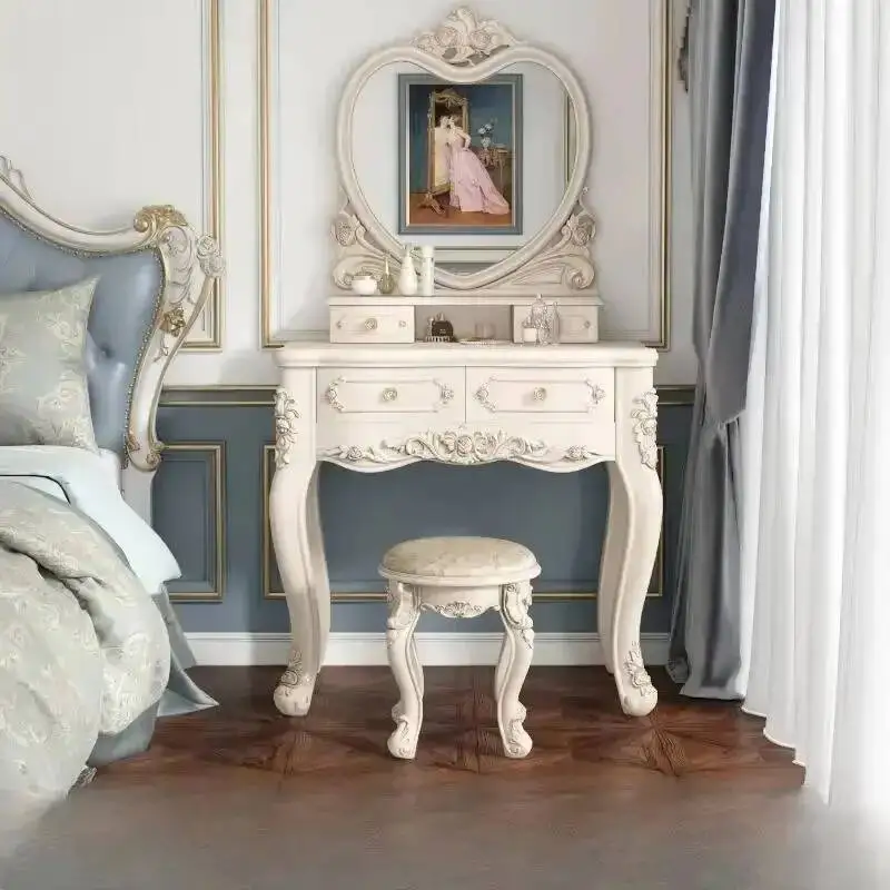 

Cabinet Nordic Vanity Table Mirror Beige Living Room Organizer Dresser Luxury Space Saving Nordic Schminktisch Trendy Furniture