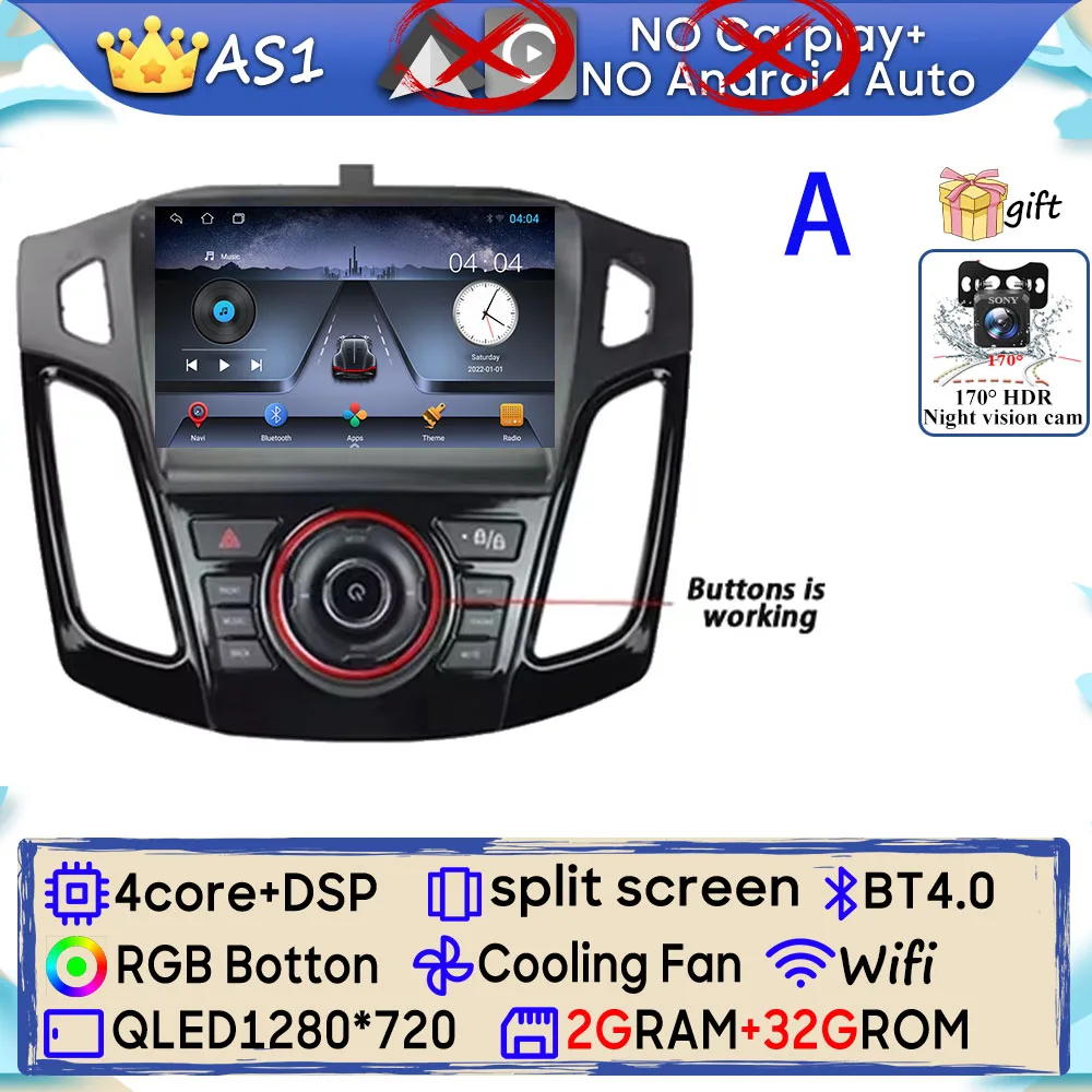 Android 15 Autoradio Voor Ford Focus 3 Mk 3 2011 2012 2013 2014 2015-2019 GPS Navigatie Android Auto Carplay Wifi Stereo Geen 2din