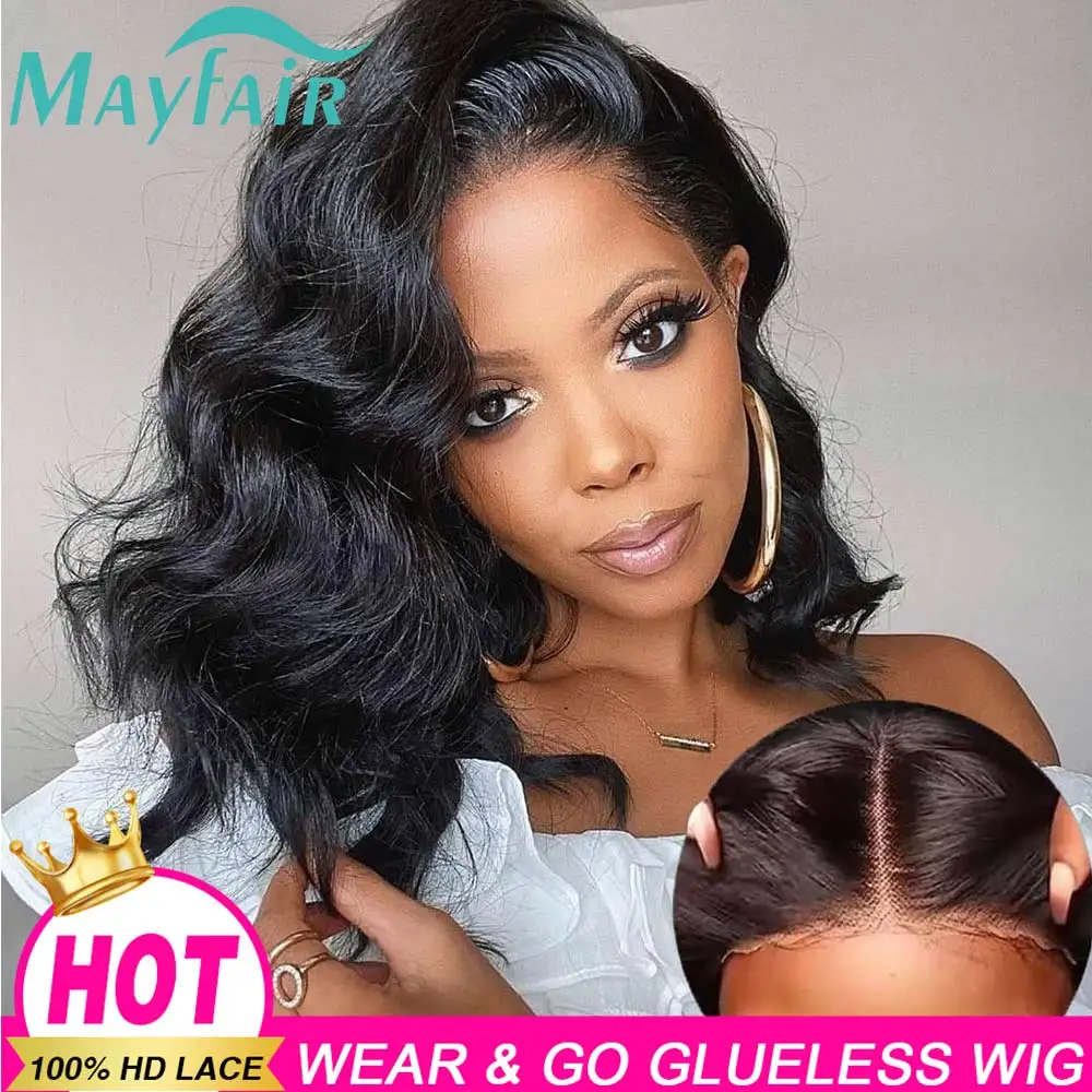 

Wear And Go Body Wave Bob Wig Human Hair Wigs For Black Women Prebleached 4x4 Glueless Lace Front Wigs Pre Plucked Short Bob Wig