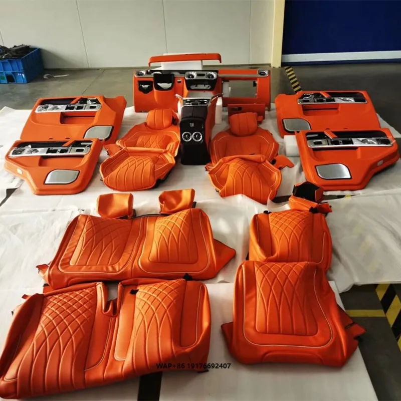 G-Class G Wagon W463 W464 Interior Upgrade Kit Dashboard LCD Screen Leather Steering Wheel Leather Seat Covers
