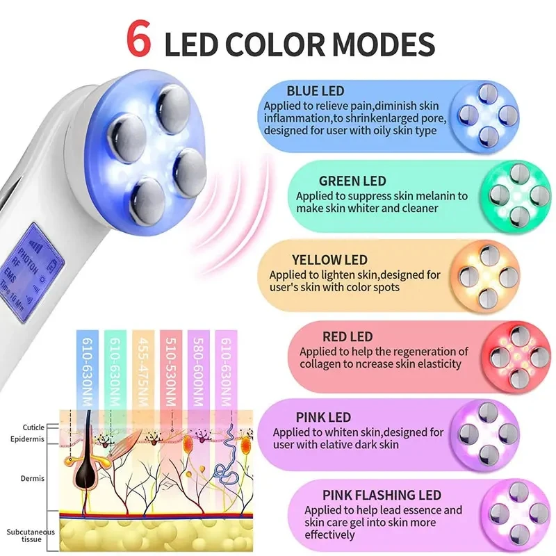 EMS الوجه الميزوثيرابي Electroporation LED الفوتون العناية بالبشرة جهاز الجمال شد الوجه تشديد آلة إزالة التجاعيد مدلك