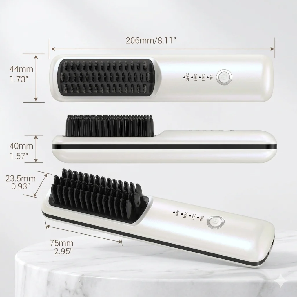 Portable Ceramic Wireless Hair Straightener Brush Cordless Ionic Comb USB Rechargeable Battery Hotel Use Household Travel Hair - view 5