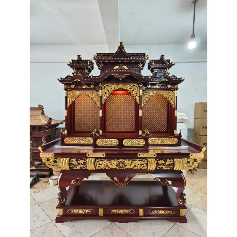 Chinese wood carving pendant 2.1 meters 3 rosewood solid wood cabinet Buddhist niche household ornament atmosphere