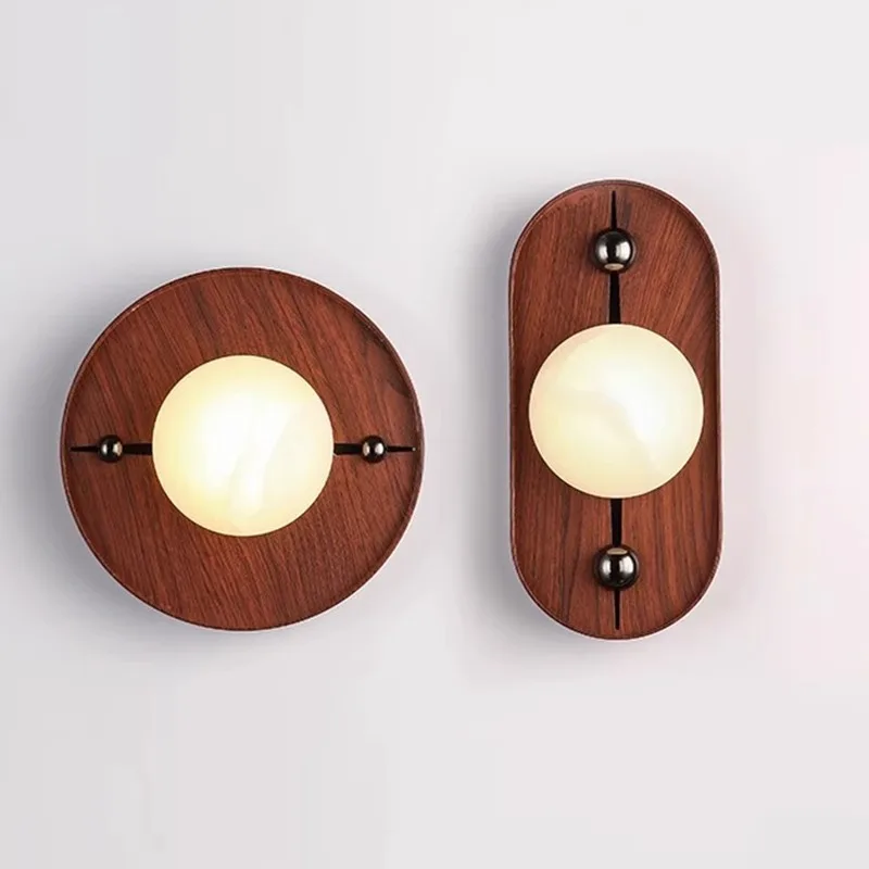 Walnut Grain Marble Wall Lamp Living Room Bedroom Decoration Hotel Bed LED Wall Light
