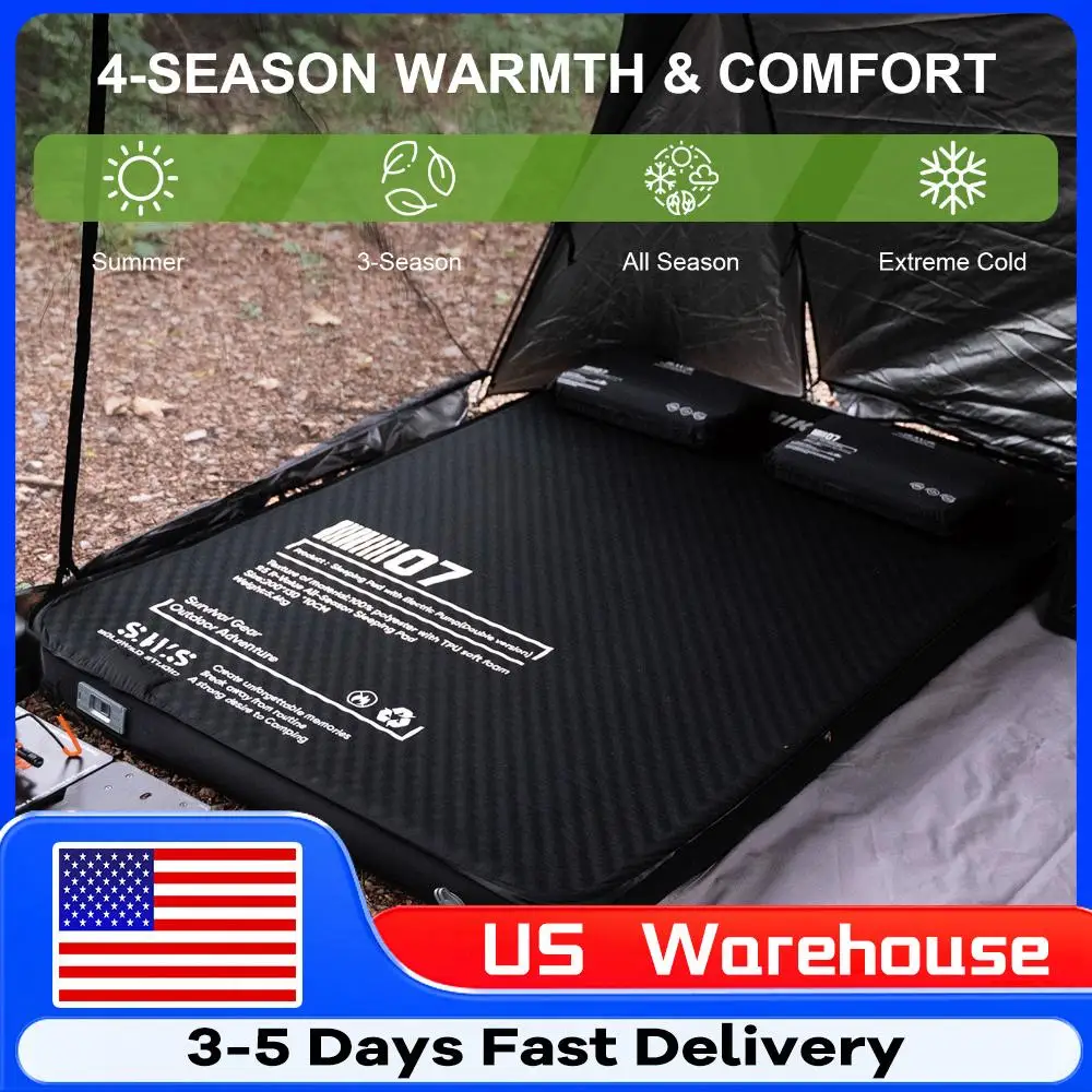 

Double Inflatable Sleeping Mat with Built-in Pump Compact Camping Air Mattress Automatic Inflatable Mat for Backpacking Car Tent