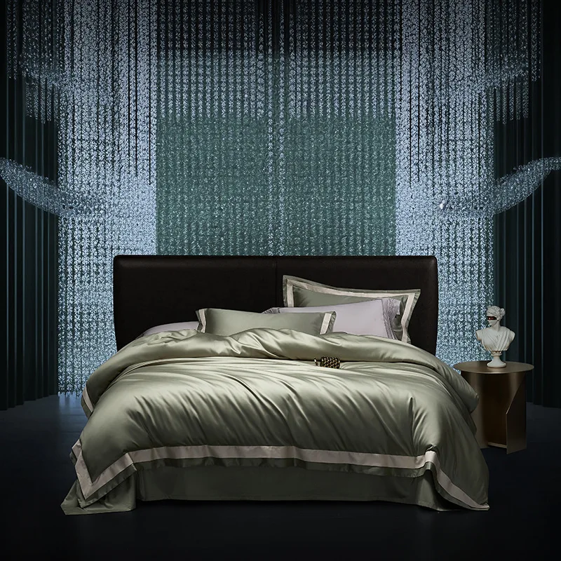 

Customizable 140 long-staple cotton wide-edge corner four-piece light luxury bedding