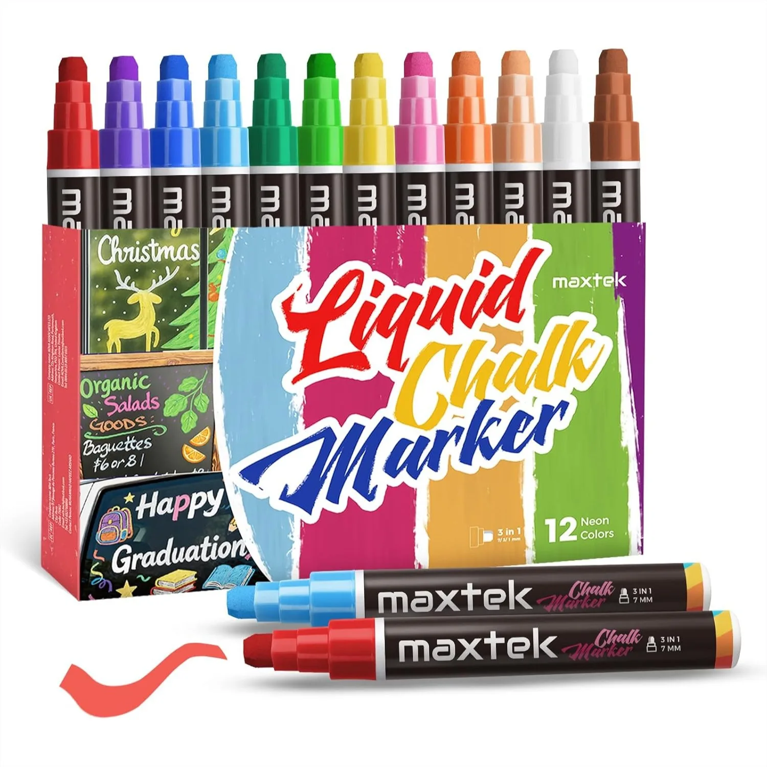 

Jumbo Liquid Chalk Markers For Car Window 12 Colors 3 In 1 Nib Washable For Glass Mirror Chalkboard Blackboard Signs