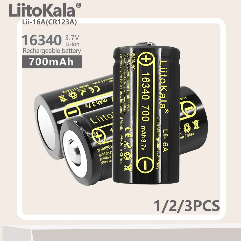 1-3 قطعة LiitoKala Lii-16A ليثيوم أيون 16340 بطارية CR123A قابلة للشحن بطاريات 3.7V CR123 ل قلم ليزر مصباح ليد جيب الخليوي