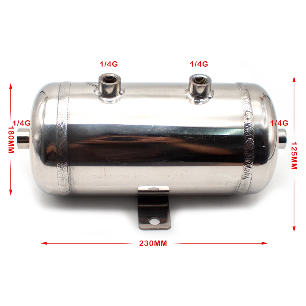 Air Storage Tank 304 Stainless Steel Air Tank Small 2L Vacuum Buffer Air Pressure Tank 1/4G Air Inlet Size Customizable