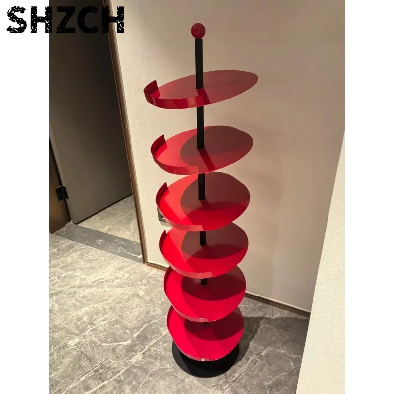 Etagere-a-chaussures-etroite-multi-niveaux-support-de-rangement-en-fer-peu-encombrant-organisateur-de-chaussures-d'angle-moderne-et-creatif-support-de-rangement-rouge