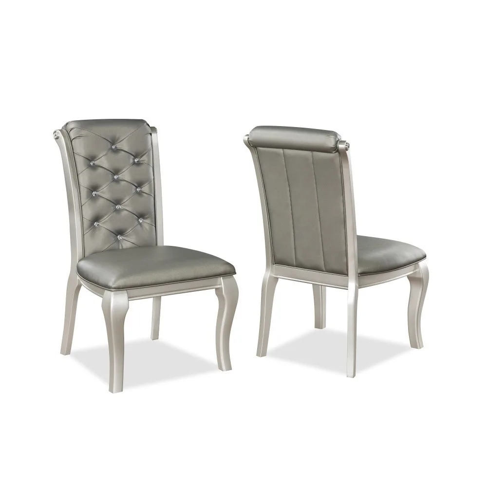 Dining Chairs Set of 2,Formal Luxurious Solid Wood Dining Seats, Faux Leather Cushion Side Chairs, Kitchen Dining Room Furniture