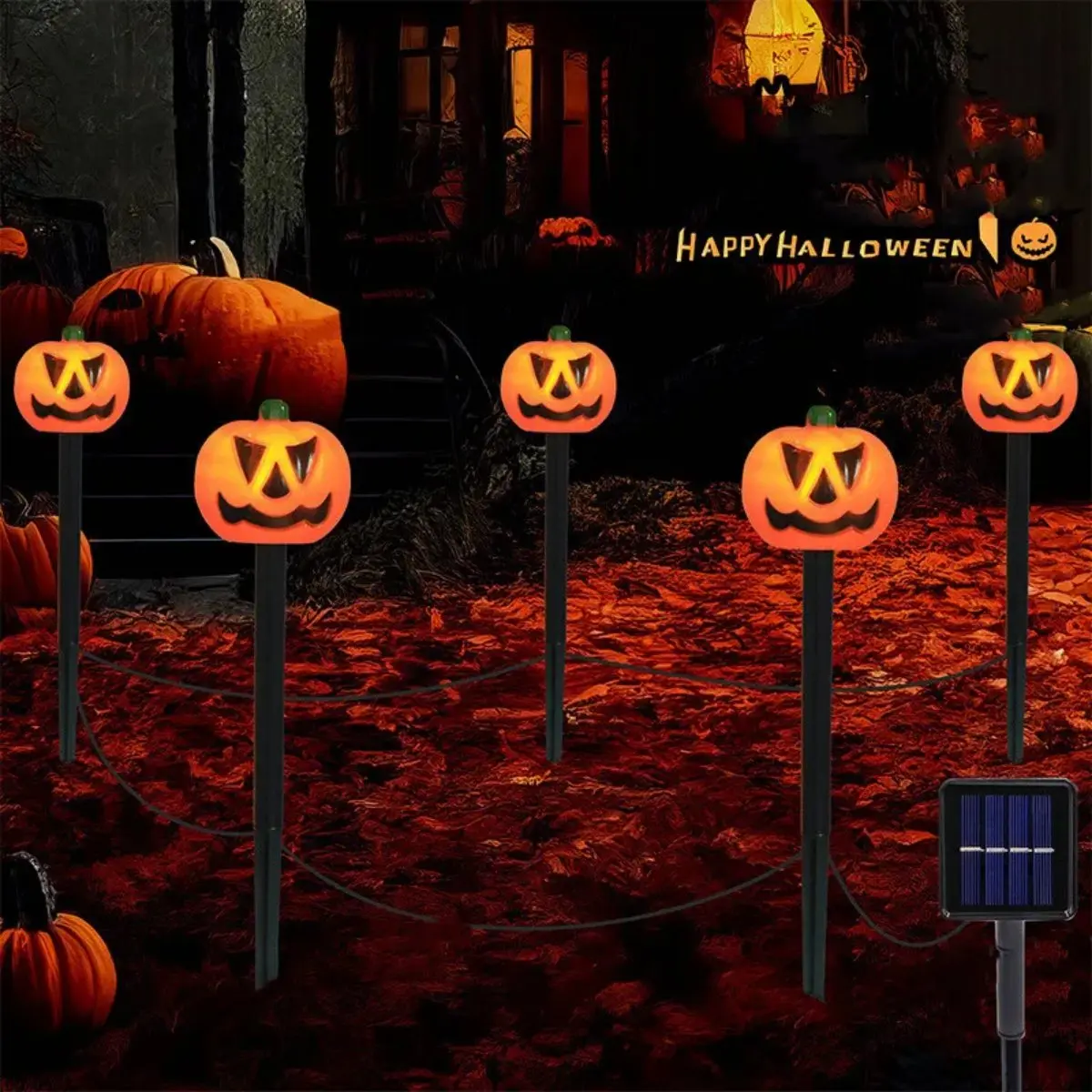 1 zestaw Halloween Pumpkin Garden Solar Stake Lights Zewnętrzna wodoodporna dekoracyjna lampa dyniowa odpowiednia do dekoracji na Halloween