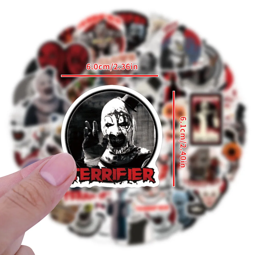 55PCS Terrifier Stickers Hardcore Movie DIY Stickers Scrapbooking Phone Luggage Skateboard Waterproof Decals