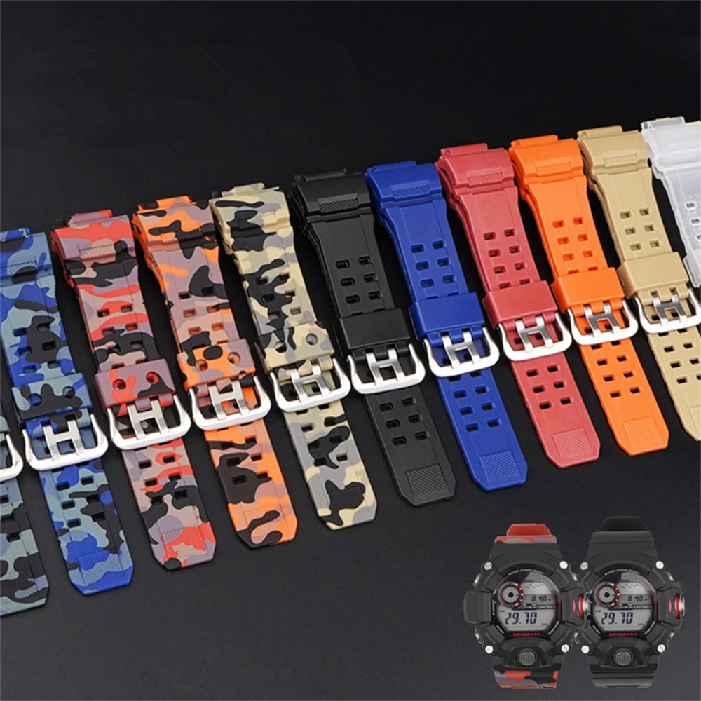 Camouflage TPU watch strap for GW-9400 Cat series light energy rubber watch band accessory