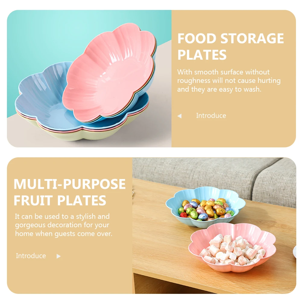 

12 Pcs Plum Blossom Dried Fruit Plate Lightweight Plastic Snack Tray Storage Dish Easy Wash Home Decor Kitchen