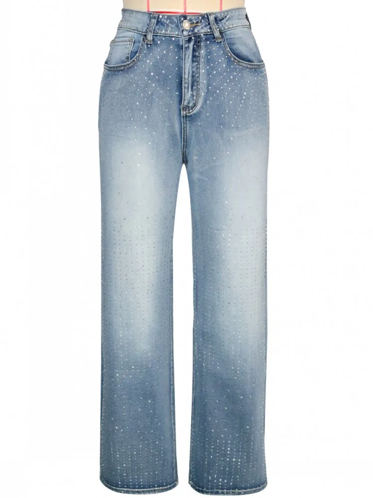 Frauen Hohe Taille Breite Bein Jeans Glänzende Gerade Hosen Lange Palazzo Casual Trendy Hosen 2025, Frühling Herbst Winter Neue Hosen