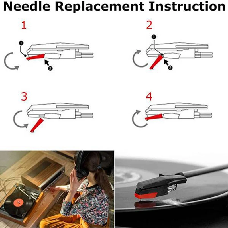 Vinil Record Player Agulha, Turntable Cartucho, Universal Substituição Stylus, Agulhas para LP fonógrafo