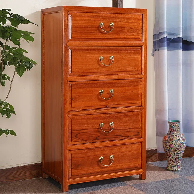 Chinese Style Camphor Wood Chest of Drawers Solid Wood Storage Cabinet for Bedroom Living Room Simple Dresser Organizer