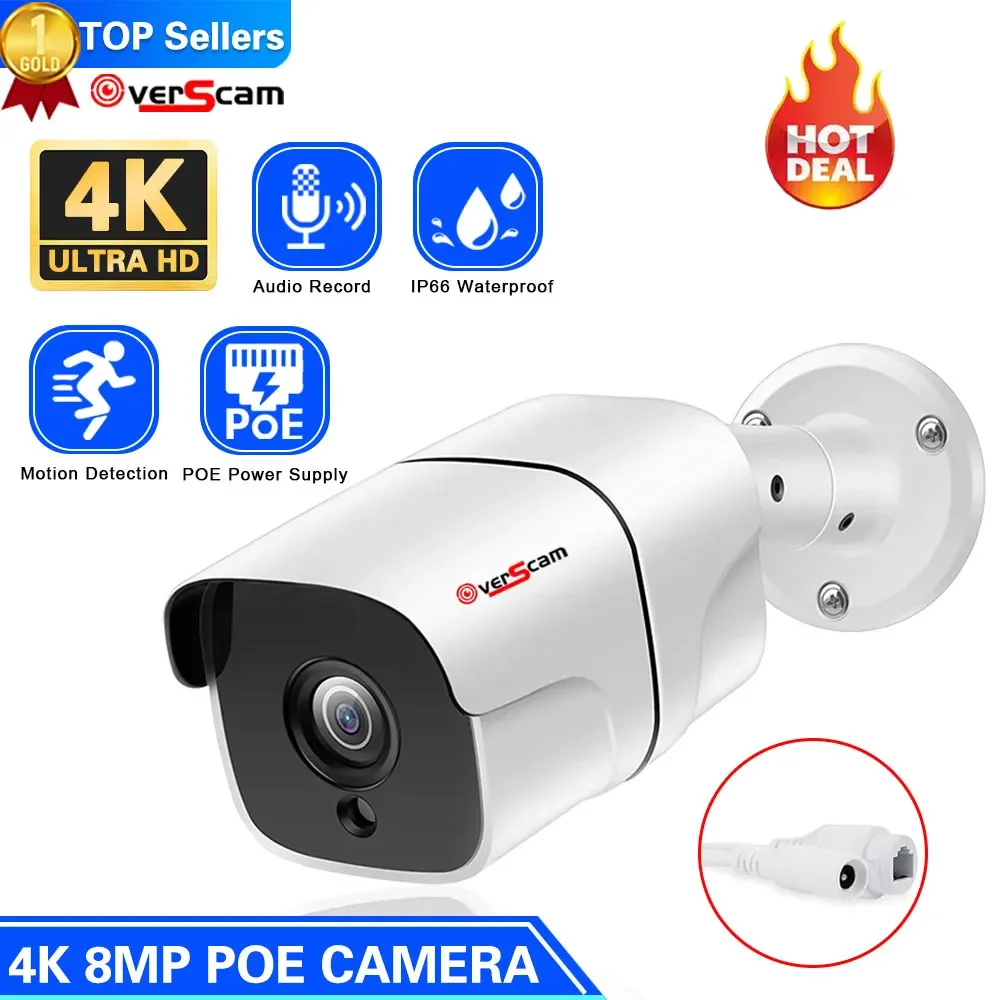 

New 4K 8MP IP Camera Outdoor Waterproof POE H.265 Metal Bullet CCTV Home 5MP Array infrared Audio Security Camera