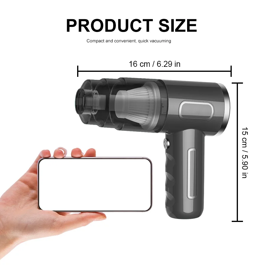 

Mini Lightweight Wireless Car Vacuum Cleaner Portable Rechargeable Cleaning Tool Efficient Dust Removal Low Noise Design Practical Gadget For Travel Use Car Care And Daily Household Sanitation Maintenance Cleaning Work