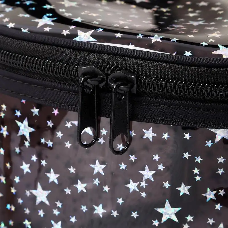 

1 шт. Большая прозрачная косметичка из ПВХ в форме звезды с ручкой - Прозрачные сумки для хранения на молнии, унисекс, прочные, портативные, водонепроницаемые