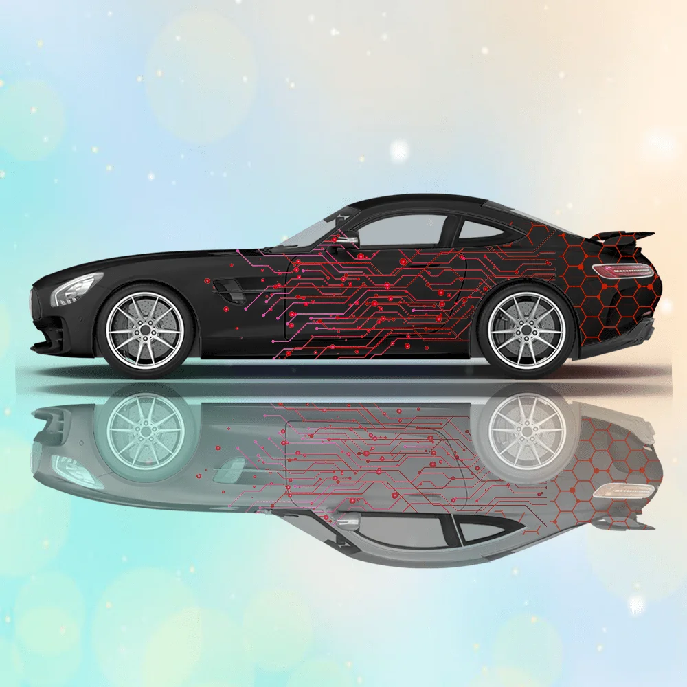 

Line dot honeycomb car sticker, full body floral decoration, scratch protection, waterproof car sticker car vinyl wraps