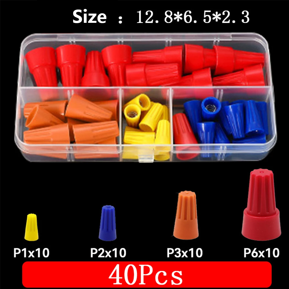 40PCS Electrical Screw Springs Caps Wire Conectors Nuts Wire Twist Terminals Stainless Assortment Set image 2