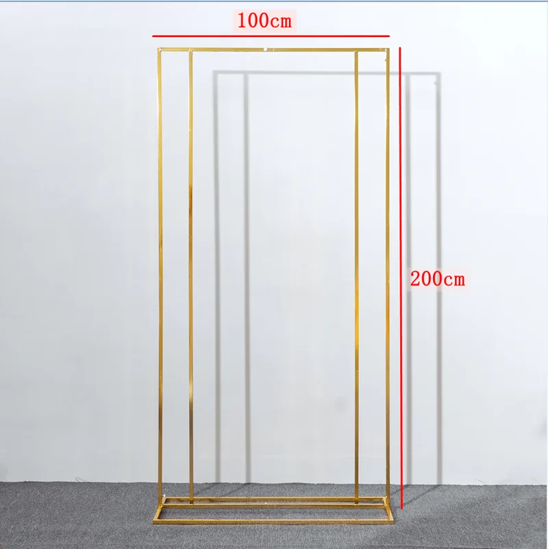 Wedding Arch Square Backdrop balloon Stand Background Shiny Metal Gold Plating Outdoor Artificial Flower Door Shelf Frame